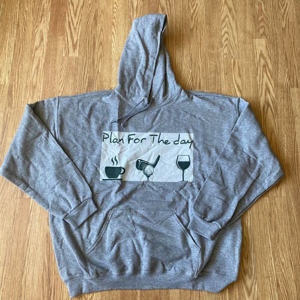 Coffee, Golf, and Wine Unisex Hoodie Gray 2XL